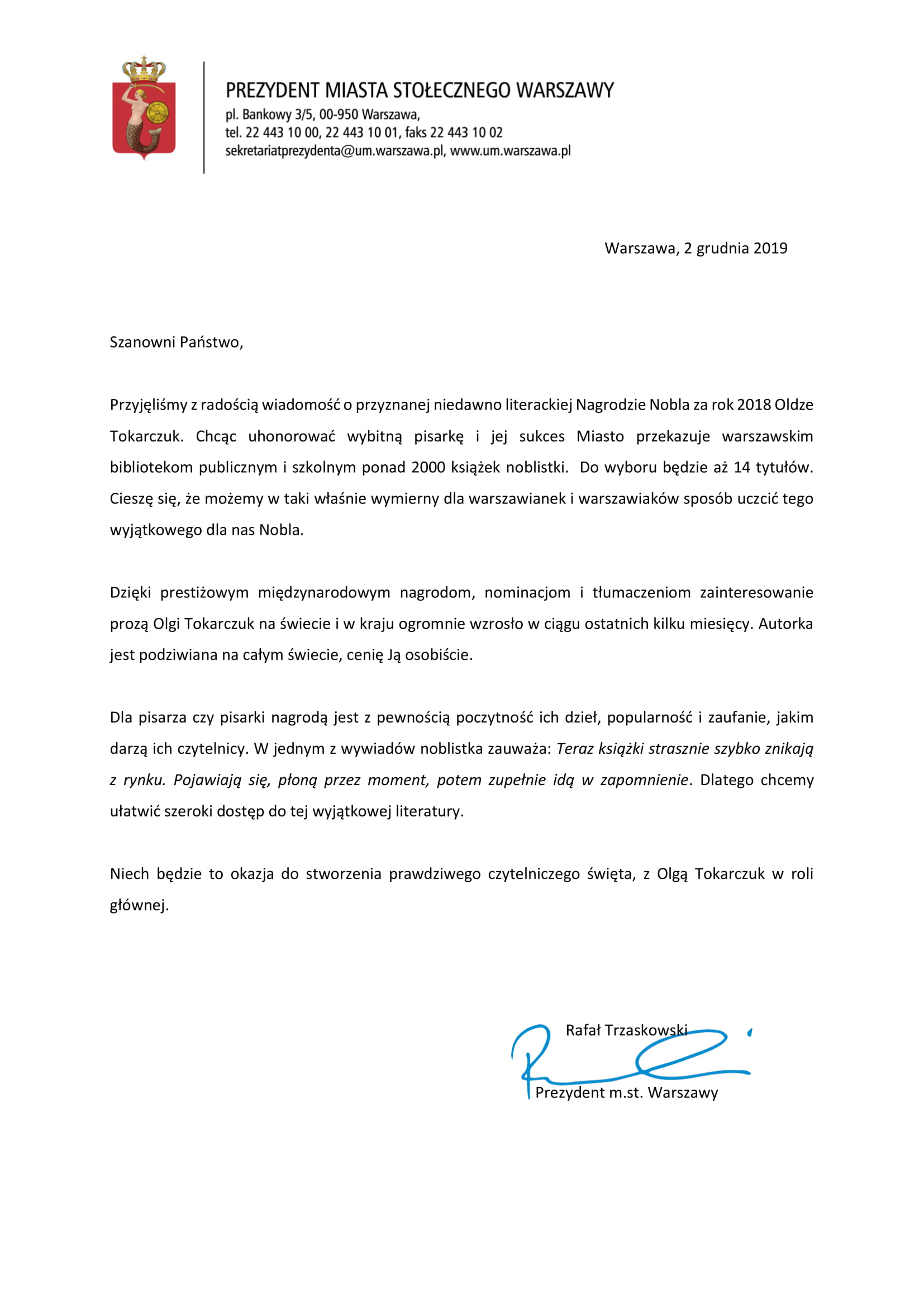 Książki Olgi Tokarczuk w Bibliotece list