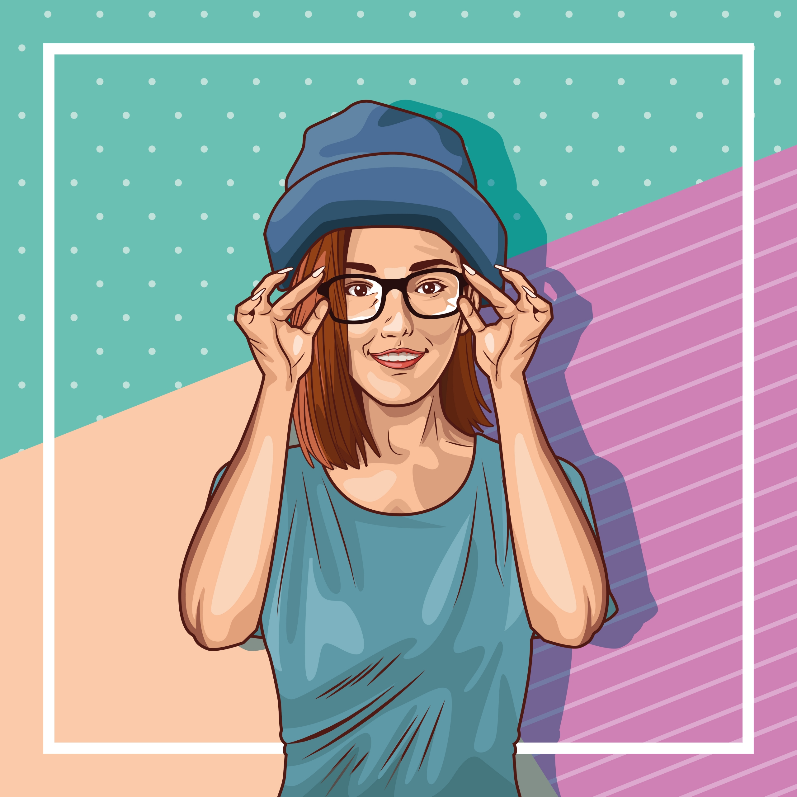 Pop art young woman cartoon