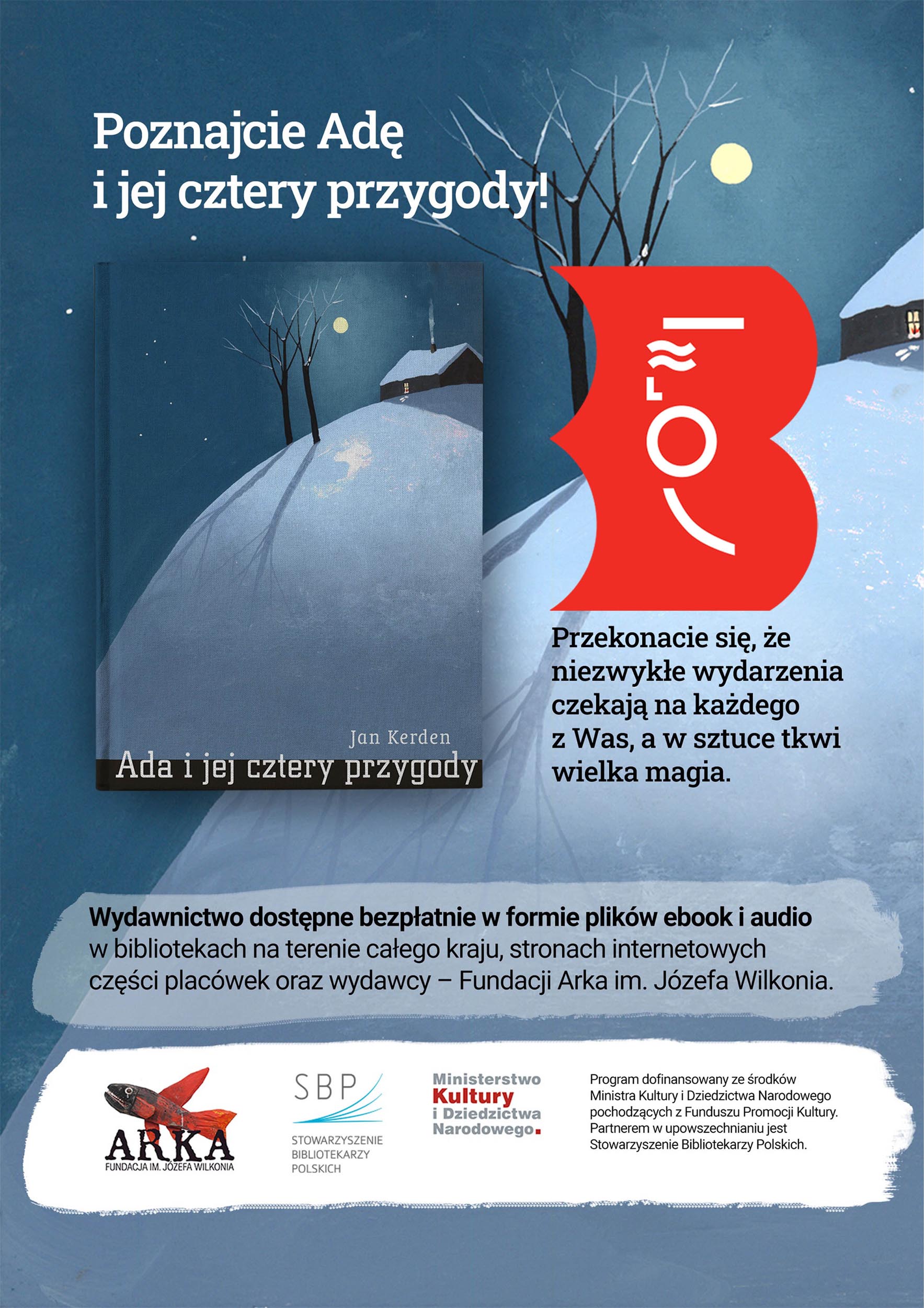 plakat okładka książki, logo biblioteki
