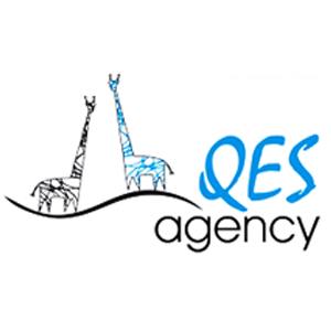 Qes Agency dwie żyrafy i napis Qes agency