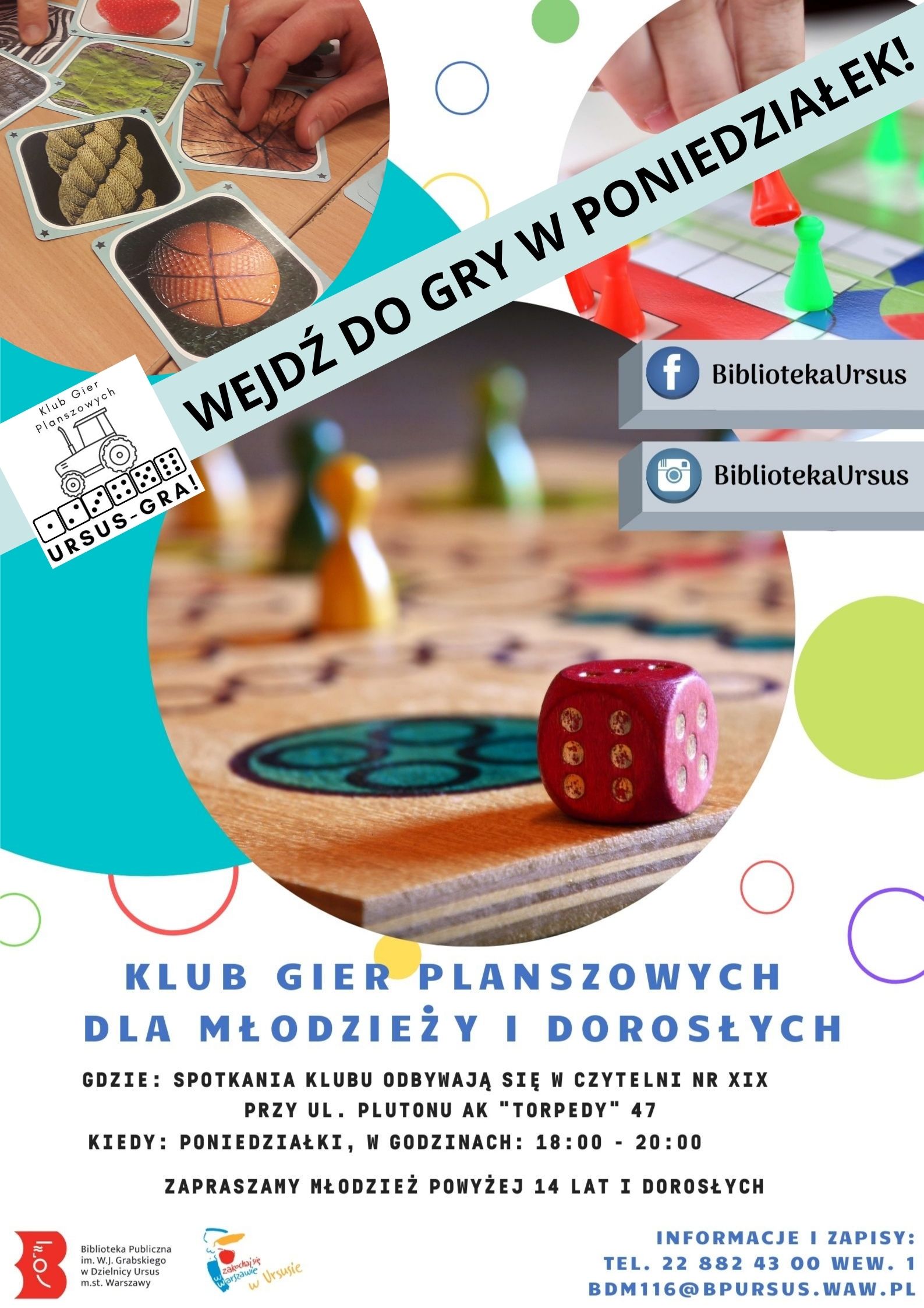 Klub Gier Planszowych” dla młodzieży i dorosłych – Biblioteka Publiczna w  Dzielnicy Ursus