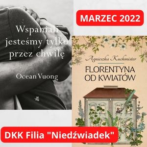 DKK Filia Niedźwiadek okładki książek na szarym tle i czerwone napisy