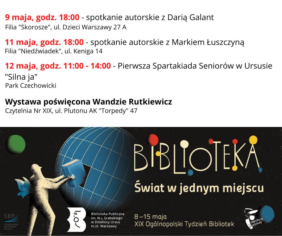 Świat w jednym miejscu glob z siatką geograficzną, obok spostać ludzka wkłada lub wyjmuje z niego książkę
