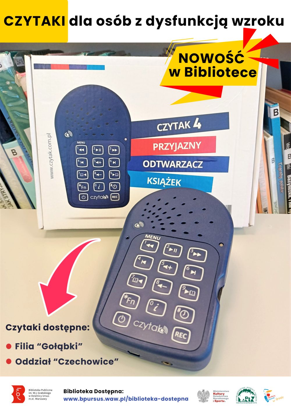 czytak zdjęcie czytaka na tle książek