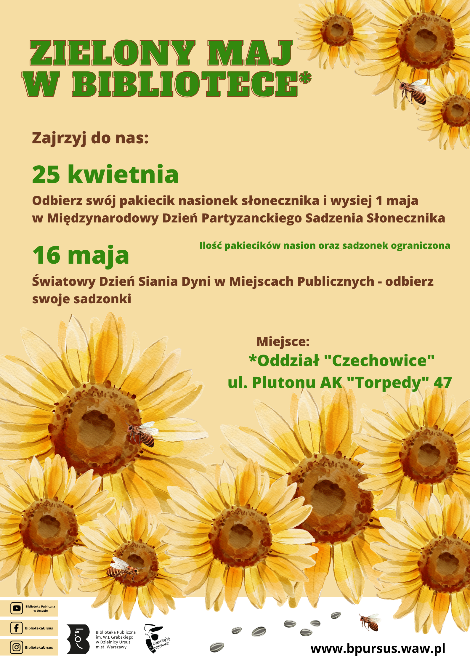 plakat w kolorze żółtym ze słonecznikami