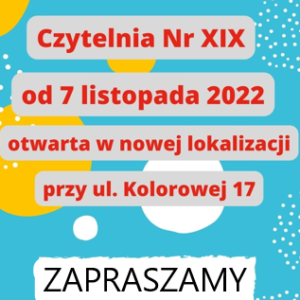 niebieskie tło a na nim białe i żółte kólka oraz napisy