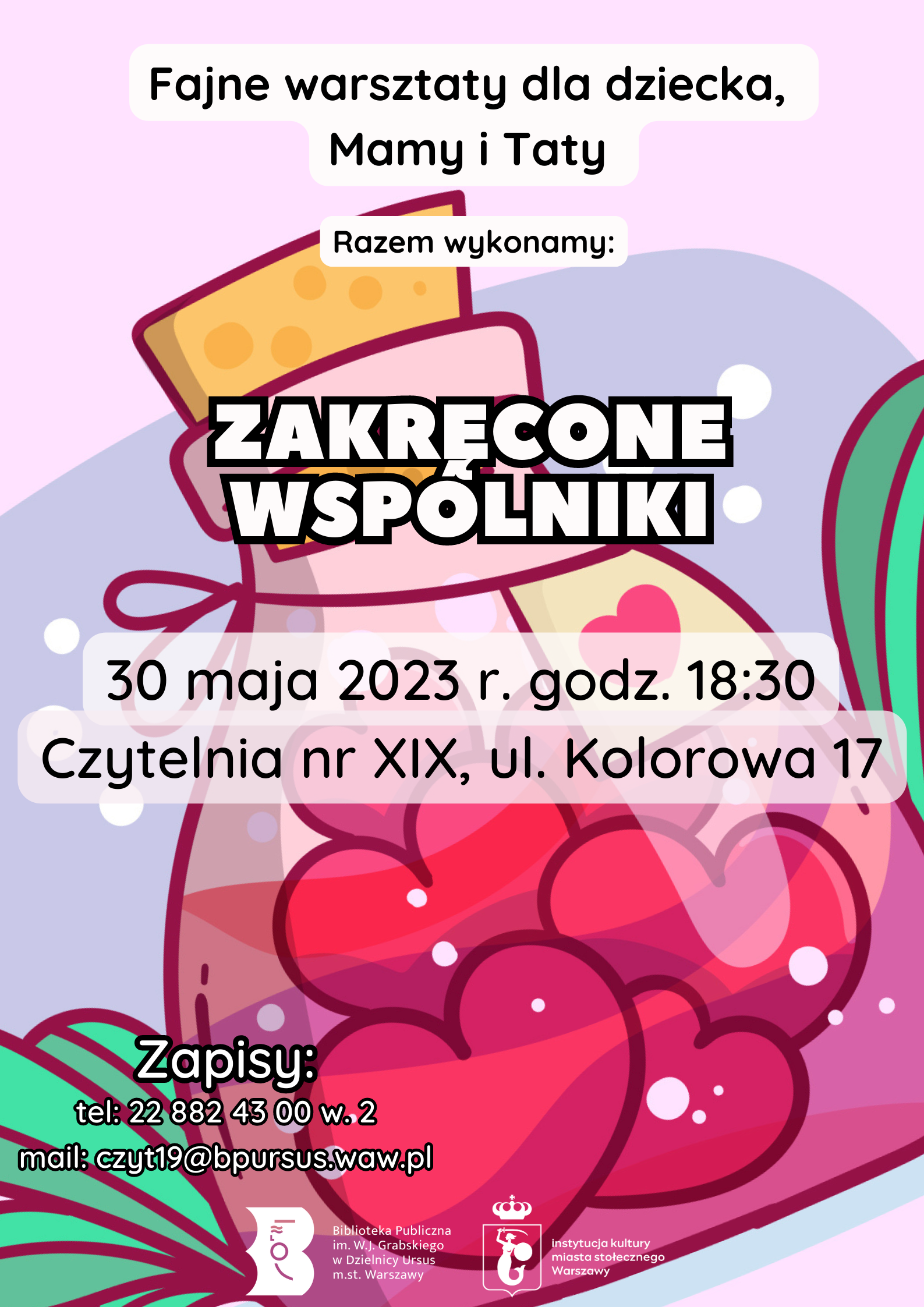 kolorowy słoik z czerwonymi serduszkami w środku