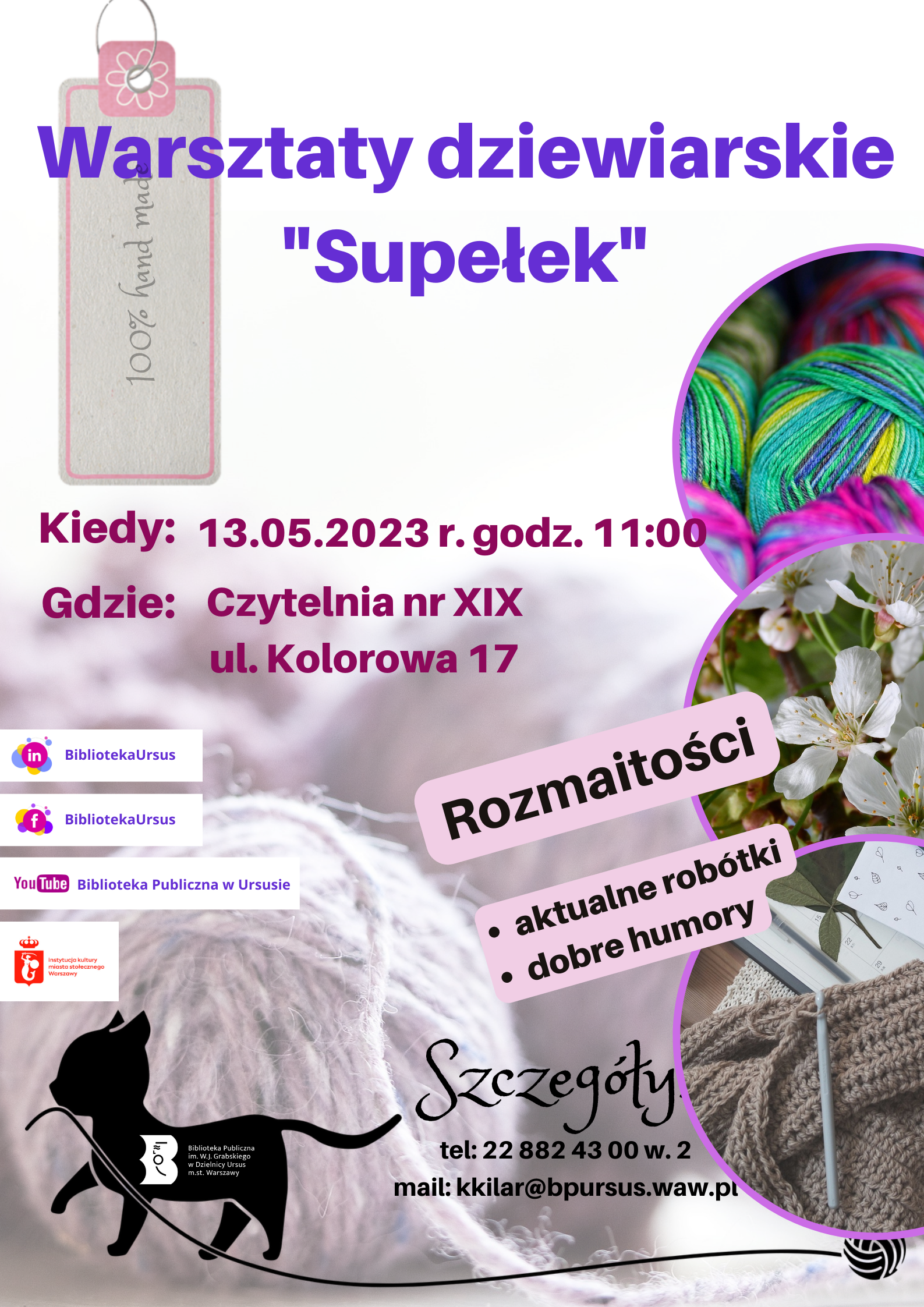 kolorowe włóczki i kot