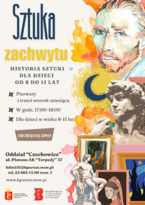 Plakat z grafikami przedstawiającymi różne dzieła artystyczne