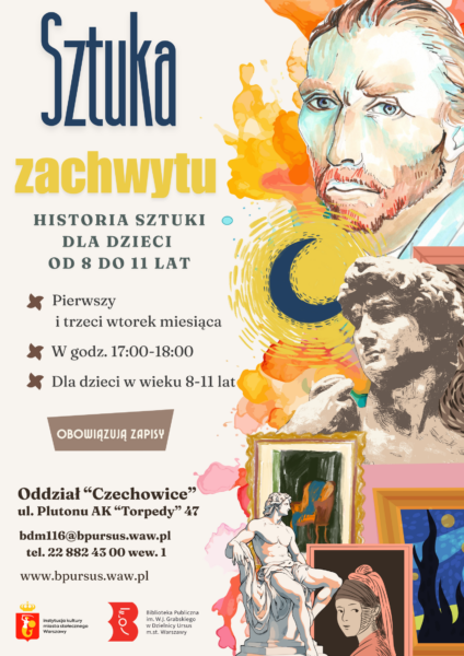 Sztuka zachwytu Plakat z grafikami przedstawiającymi różne dzieła artystyczne