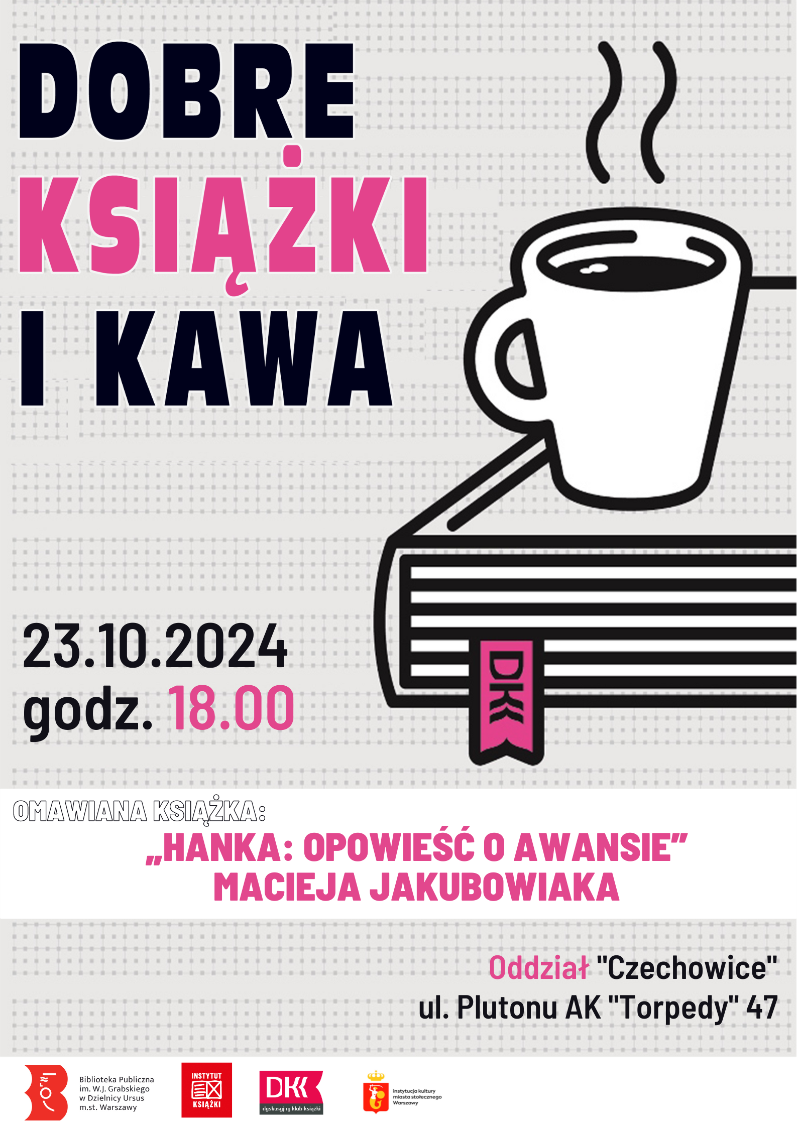 kubek z kawą stoi na książce i paruje