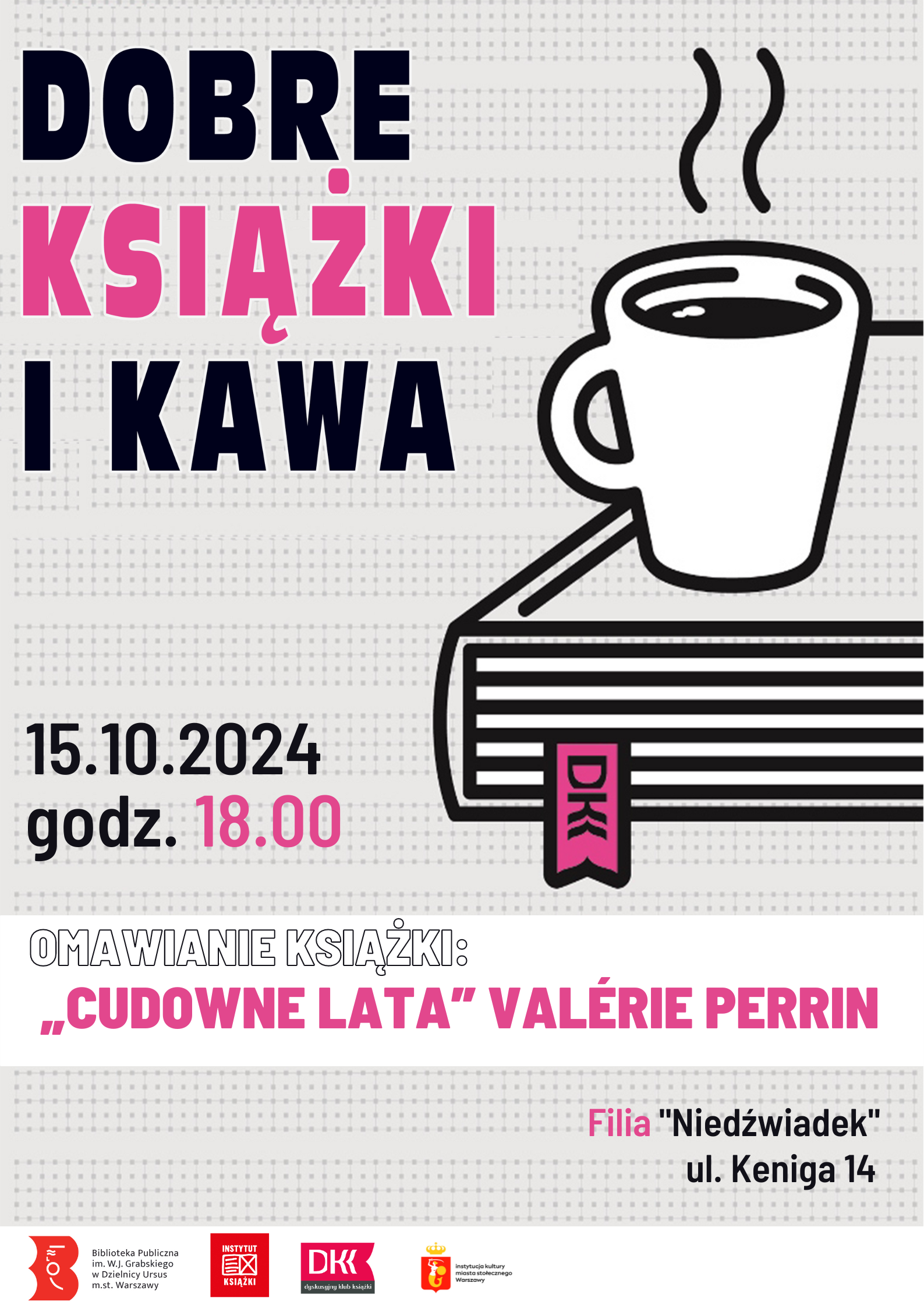 kubek z kawą stoi na książce i paruje