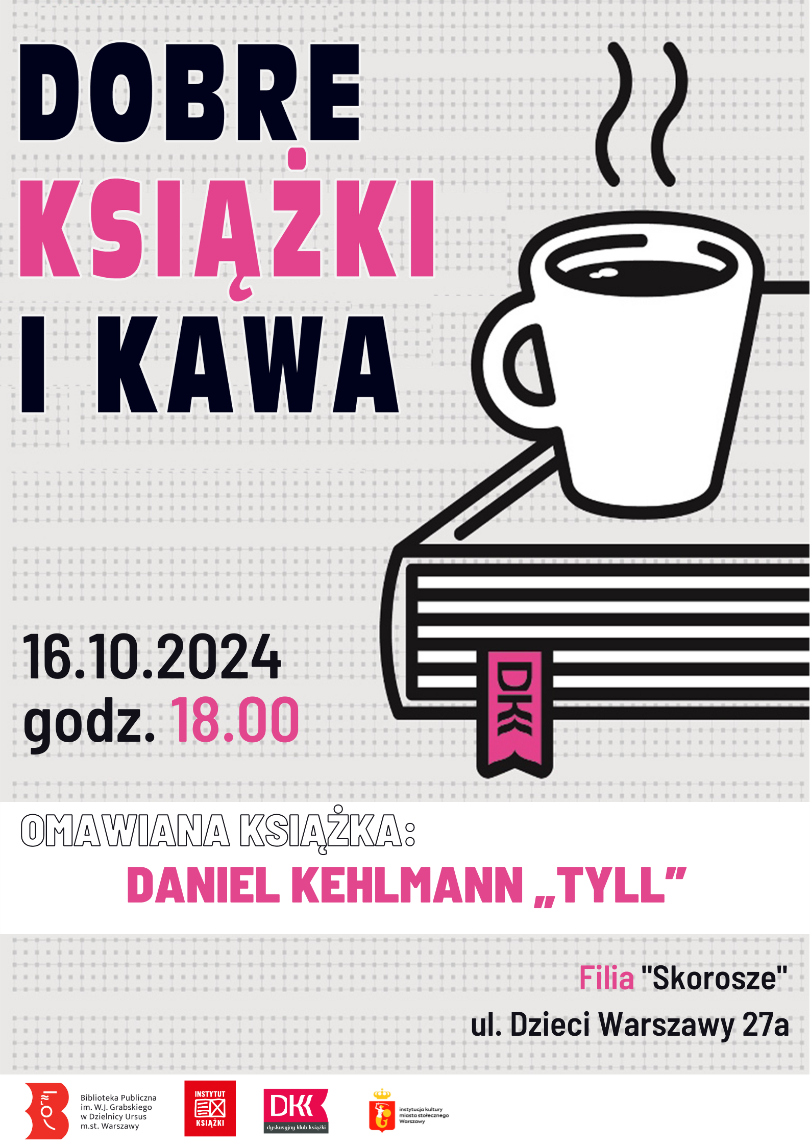 kubek z kawą stoi na książce i paruje