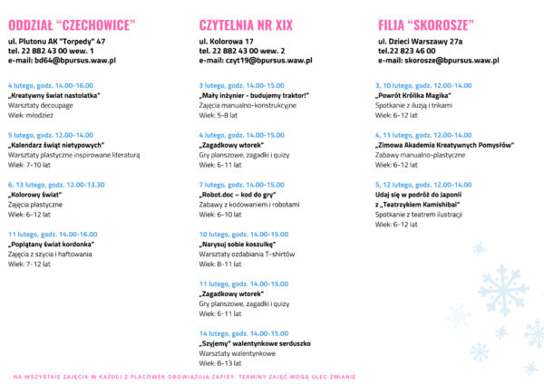 ulotka ferie w bibliotece