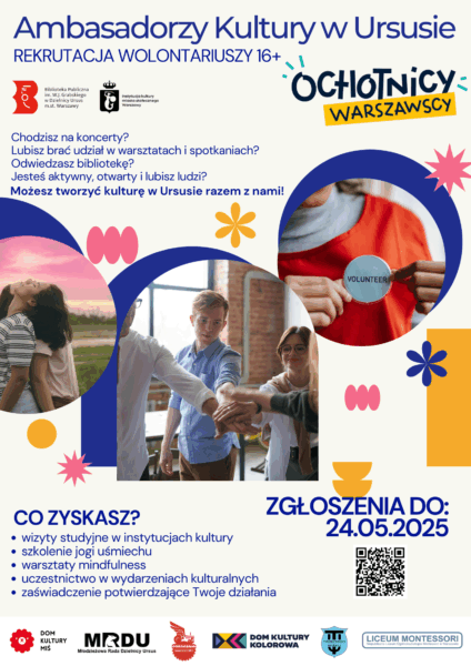 AMBASADORZY_INTERNET Plakat ze zdjęciami ludzi oraz drobnymi elementami graficznymi.