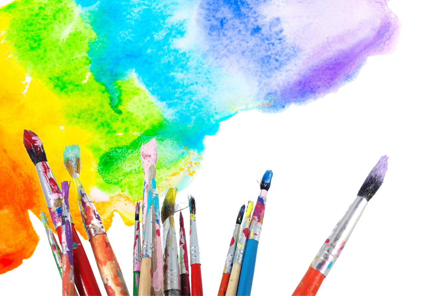 kolorowe kleksy i pędzle