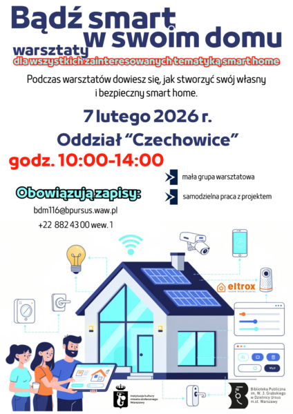 Osoby w nowoczesnym wnętrzu, otoczona inteligentnymi urządzeniami, z uśmiechami na twarzach