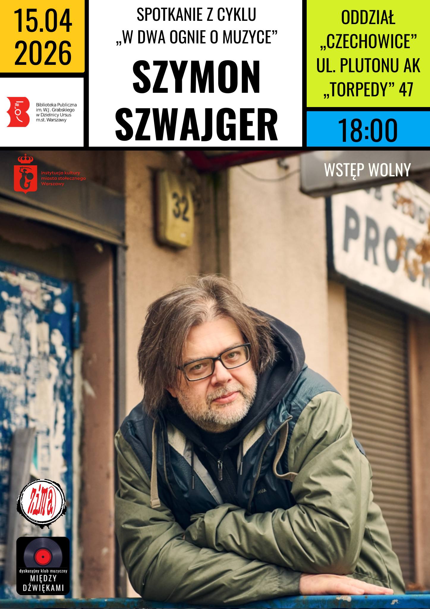 plakat z mężczyzną, urany w zieloną kurtkę i okulary