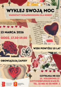 Plakat z czerwonym sercem otoczonym kolorowymi kwiatami