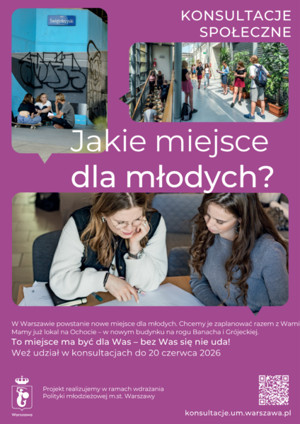 na plakacie przedstawiono kilka zdjęć z młodzieżą