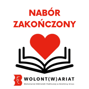 czerwone napisy na białym tle oraz symbol otwartej książki i serduszka.